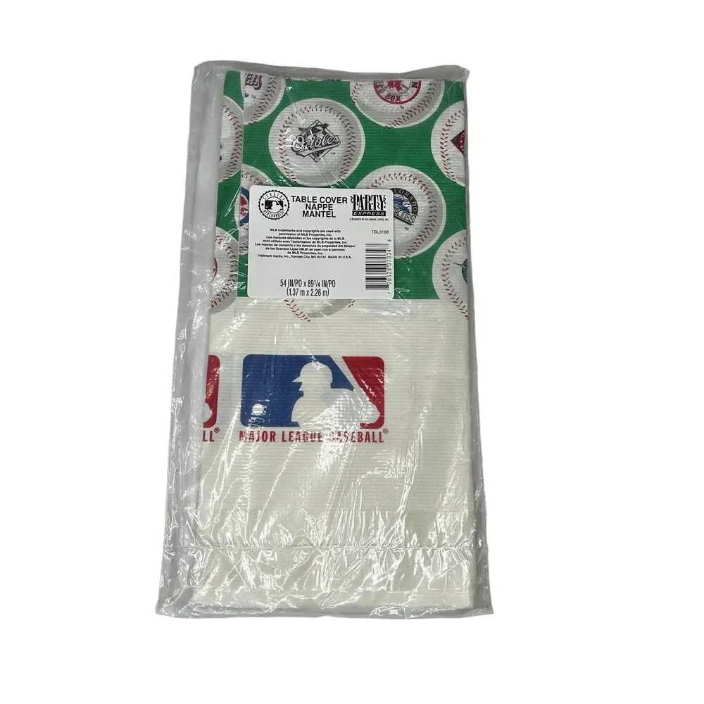 New vintage 90s 1990s MLB party tablecloth 54” x 89”